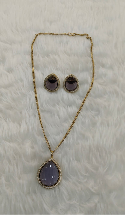 Purple Gold Moissanite Kundan Necklace Indian Jewellery Avenger Chain Set