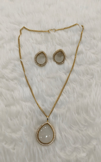 White Gold Moissanite Kundan Necklace Indian Jewellery Avenger Chain Set