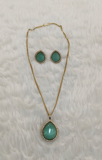 Sea Green Gold Moissanite Kundan Necklace Indian Jewellery Avenger Chain Set