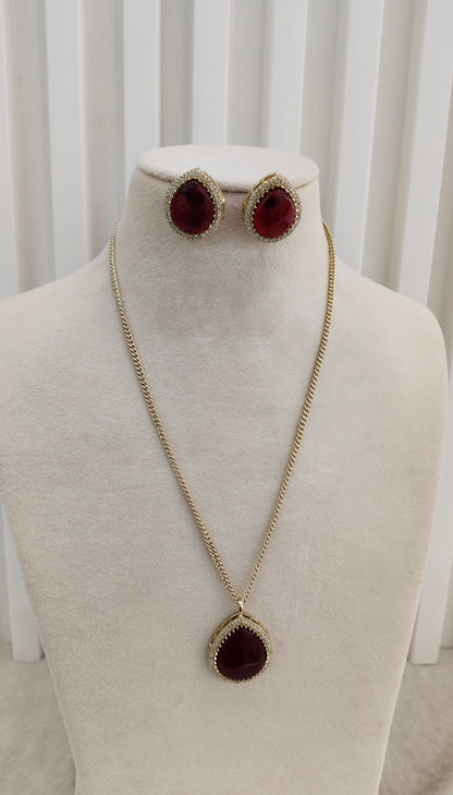 Maroon Gold Moissanite Kundan Necklace Indian Jewellery Avenger Chain Set