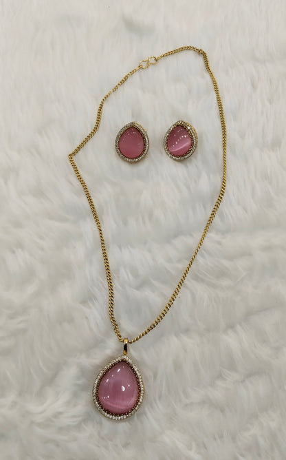Pink Gold Moissanite Kundan Necklace Indian Jewellery Avenger Chain Set