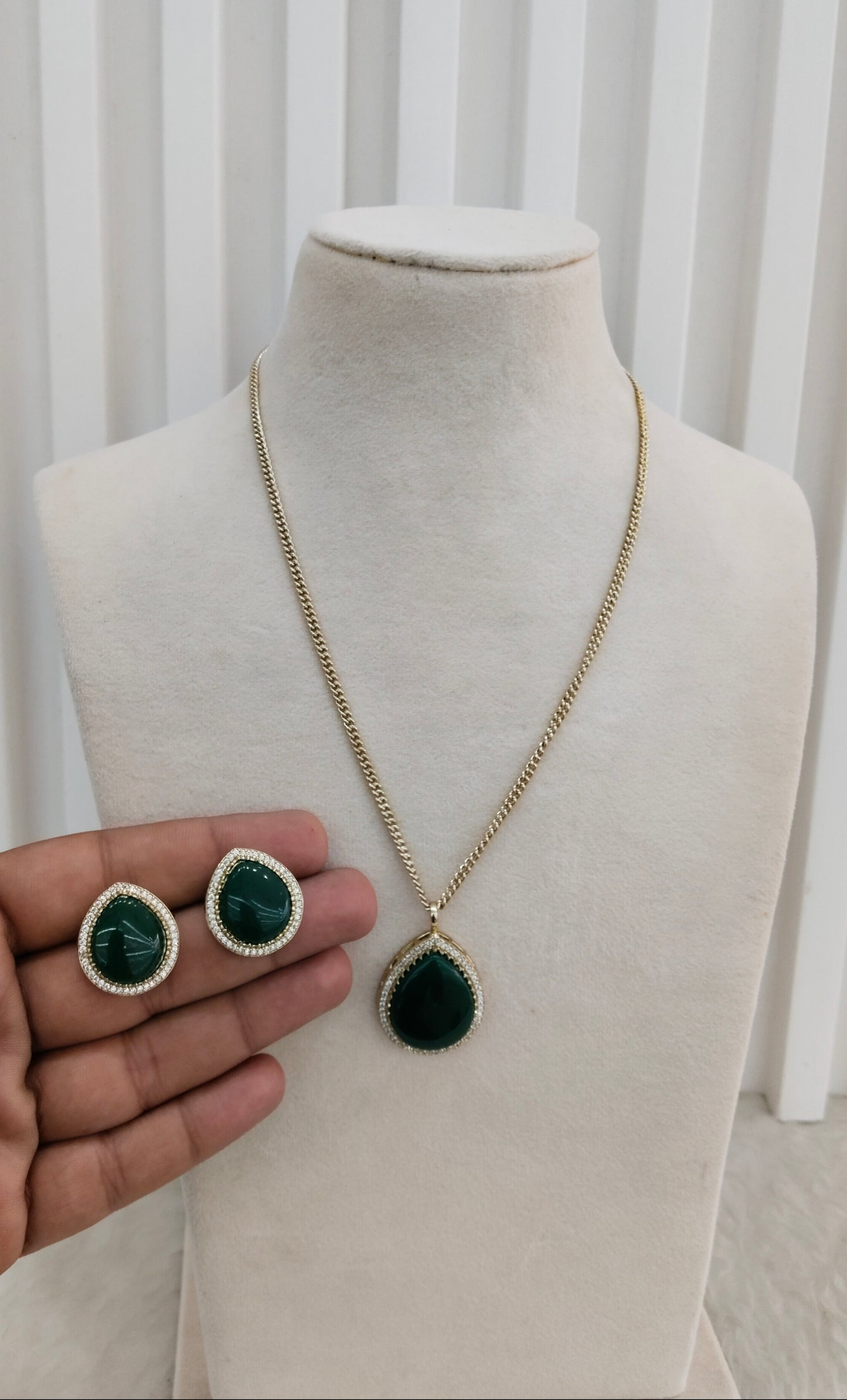 Green Gold Moissanite Kundan Necklace Indian Jewellery Avenger Chain Set