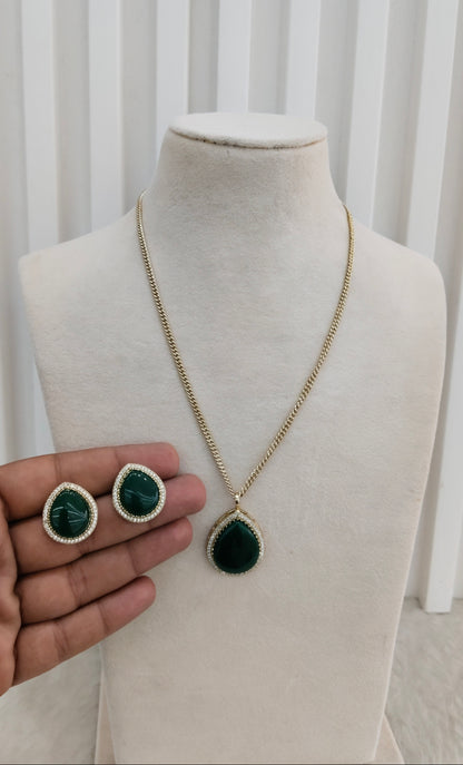 Green Gold Moissanite Kundan Necklace Indian Jewellery Avenger Chain Set