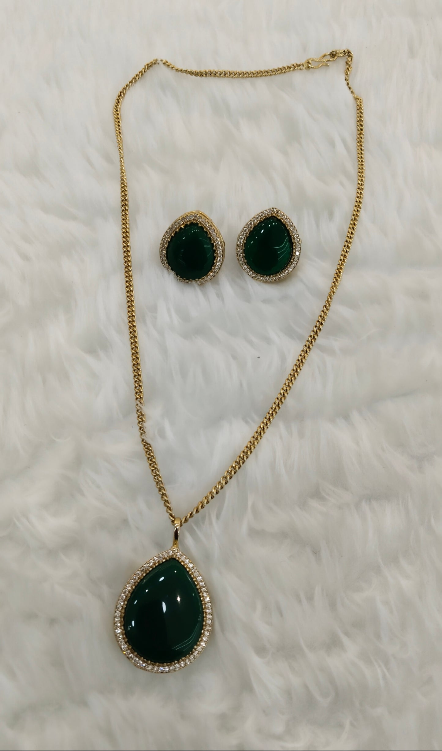 Green Gold Moissanite Kundan Necklace Indian Jewellery Avenger Chain Set