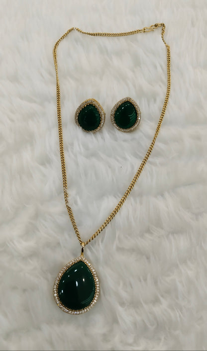 Green Gold Moissanite Kundan Necklace Indian Jewellery Avenger Chain Set