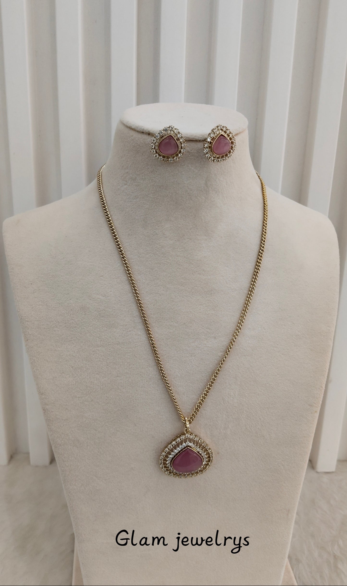 Pink Gold Moissanite Kundan Necklace Indian Jewellery Avenger Chain Set