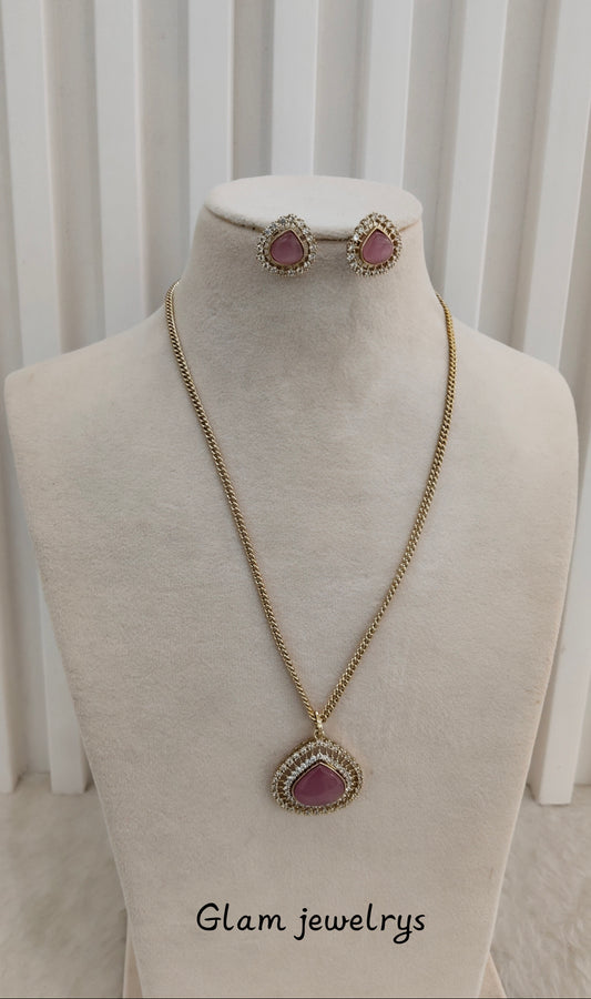 Pink Gold Moissanite Kundan Necklace Indian Jewellery Avenger Chain Set