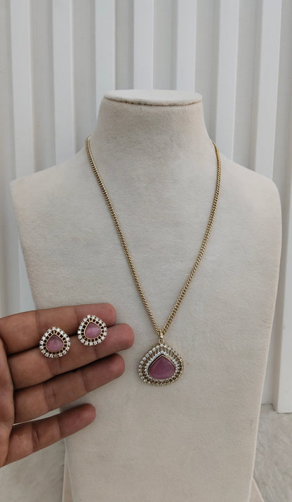 Pink Gold Moissanite Kundan Necklace Indian Jewellery Avenger Chain Set