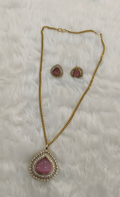 Pink Gold Moissanite Kundan Necklace Indian Jewellery Avenger Chain Set