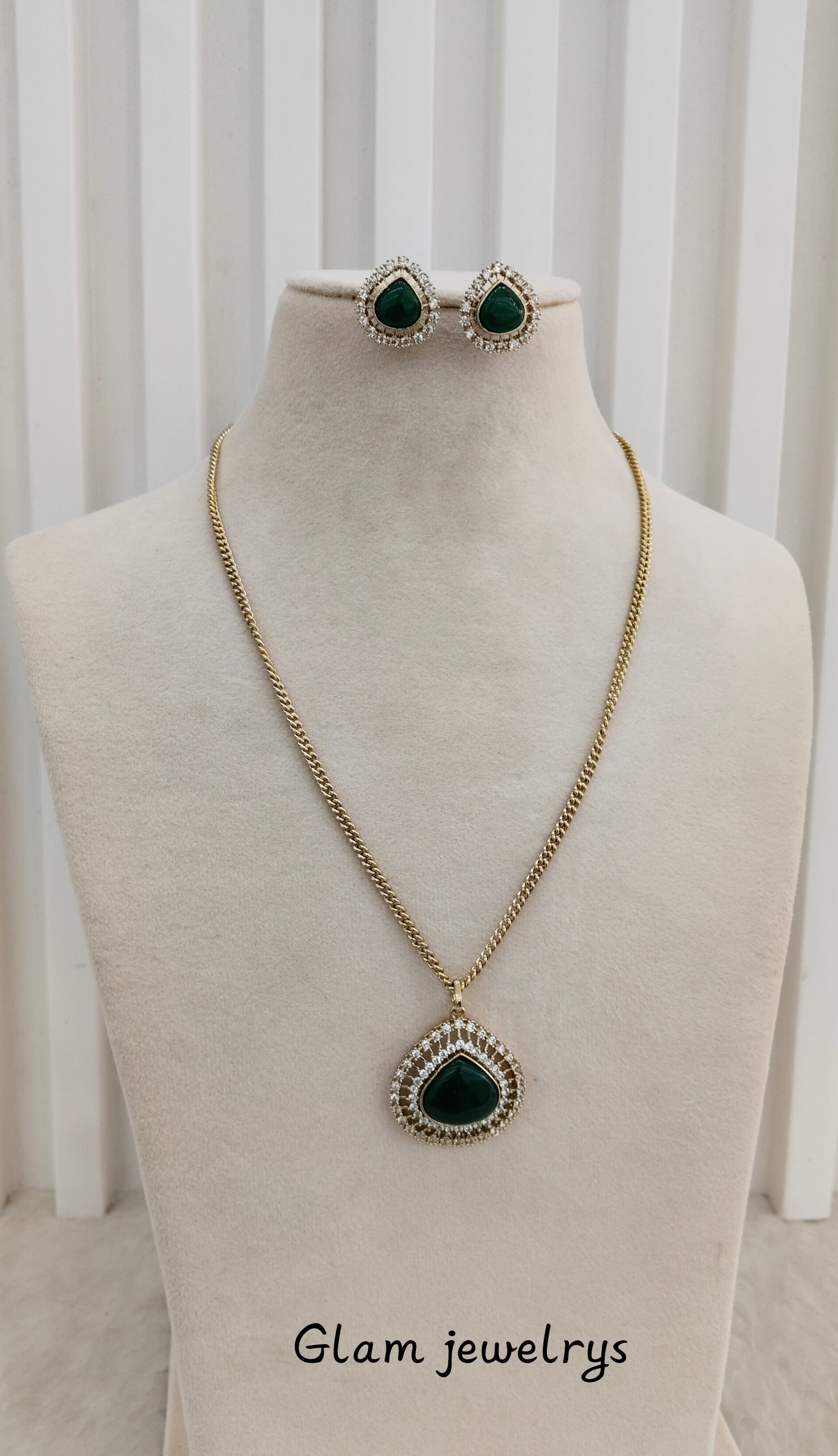 Green Gold Moissanite Kundan Necklace Indian Jewellery Avenger Chain Set