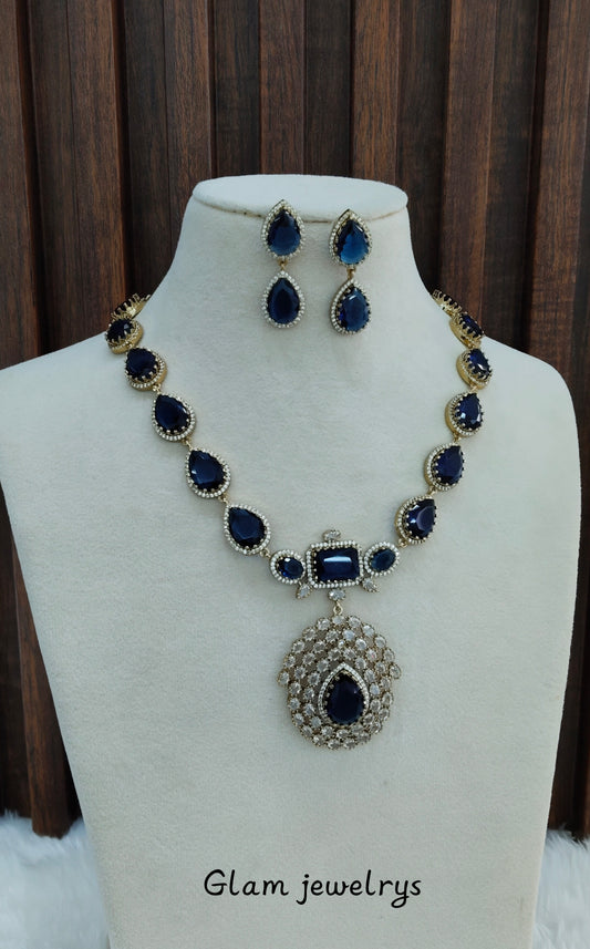 Bajaj Antique Gold CZ Necklace Indian Jewellery Bajaj Set