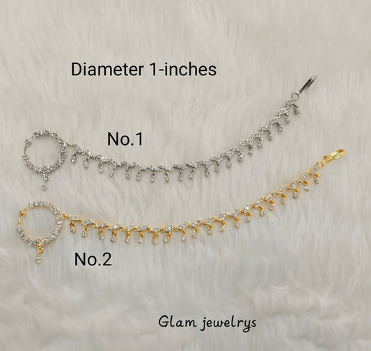 Silver Gold bridal Nath nathini Indian Cz Stone