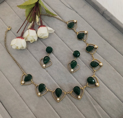 Green Victorian Necklace Indian Jewellery Escourt Set