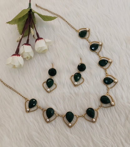 Green Victorian Necklace Indian Jewellery Escourt Set
