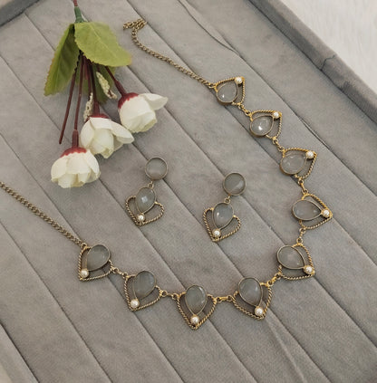 Grey Victorian Necklace Indian Jewellery Escourt Set