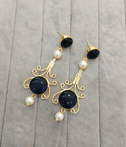 Blue Mother Of Pearl Bollywood Indian Jombi Earrings