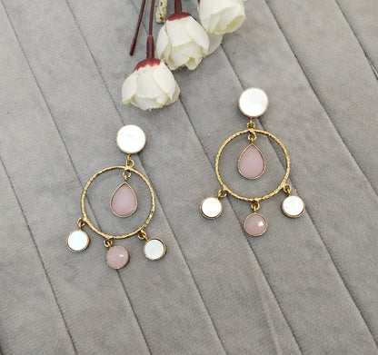 Pink Mother Of Pearl Bollywood Indian Jombi Earrings