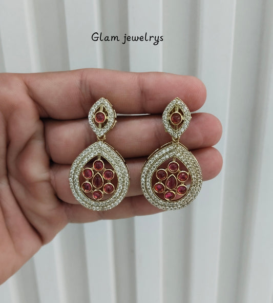 Ruby Moissanite Kundan Bollywood Indian Jombi Earrings
