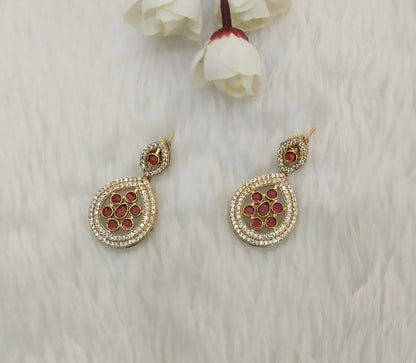 Ruby Moissanite Kundan Bollywood Indian Jombi Earrings