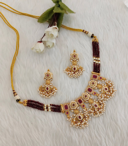 Ruby Gold Polki Necklace Indian Jewellery Udham Set