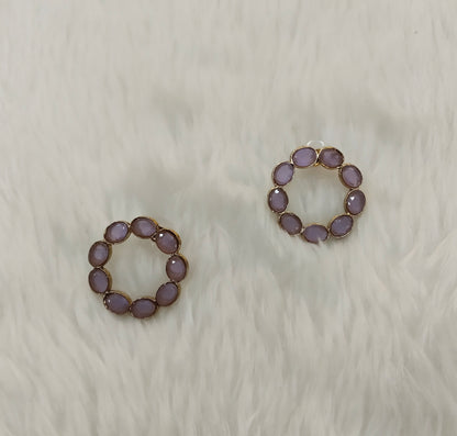 Lavender Antique Gold Stud Bollywood Indian Shota Earrings