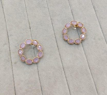 Lavender Antique Gold Stud Bollywood Indian Shota Earrings