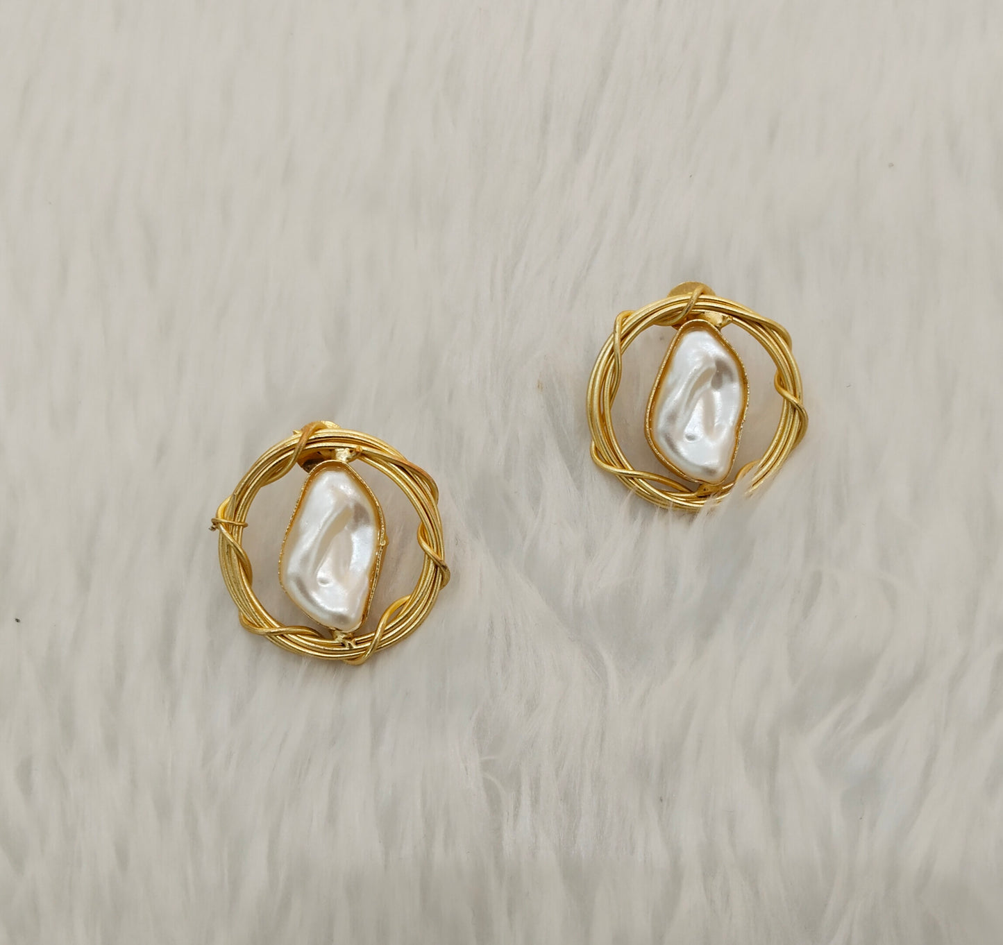 White Gold Mother Of Pearl Bollywood Indian Bhullar Earrings