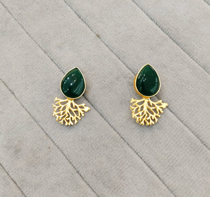 Green Gold Mother Of Pearl Bollywood Indian Bhullar Earrings