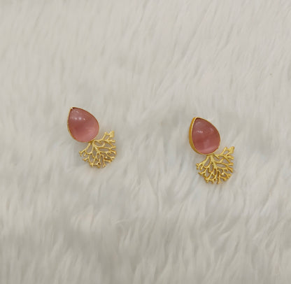 Pink Gold Mother Of Pearl Bollywood Indian Bhullar Earrings