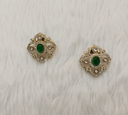 Green Moissanite Kundan Bollywood Indian Dhillon Earrings