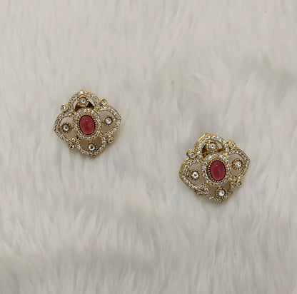 Ruby Moissanite Kundan Bollywood Indian Dhillon Earrings