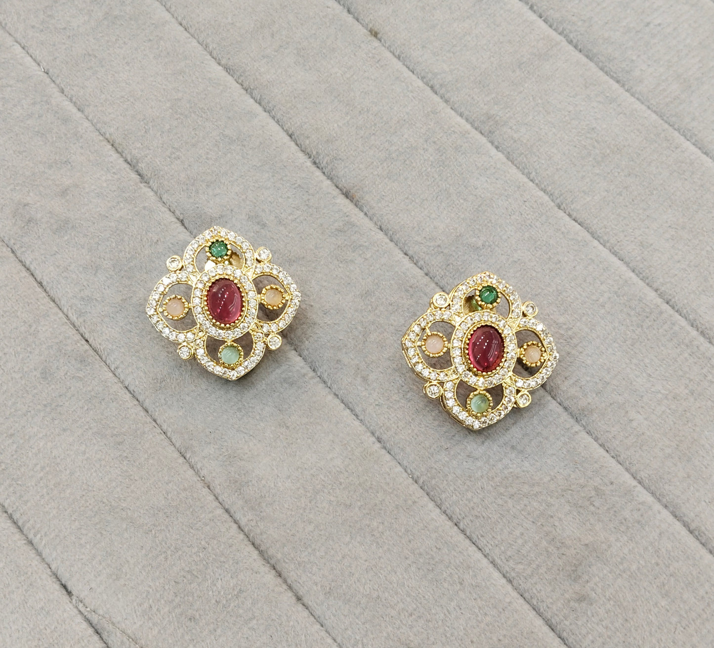 Multi Color Moissanite Kundan Bollywood Indian Dhillon Earrings