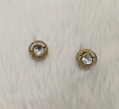 Gold Moissanite Kundan Bollywood Indian Dhillon Earrings