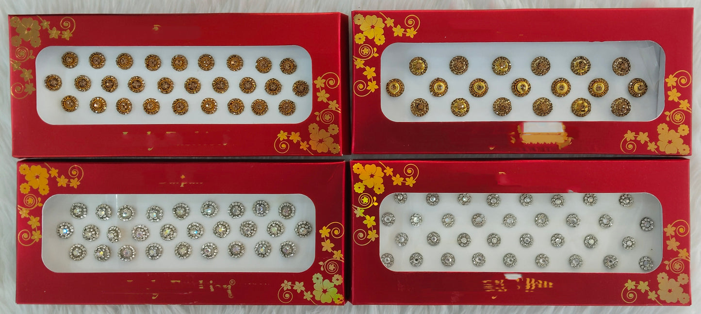 Indian Round Bindis Tattoo Sticker Silver Gold Bollywood Card
