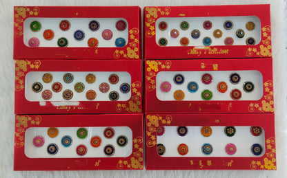 Indian Round Bindis Tattoo Sticker Multi Color Bollywood Card
