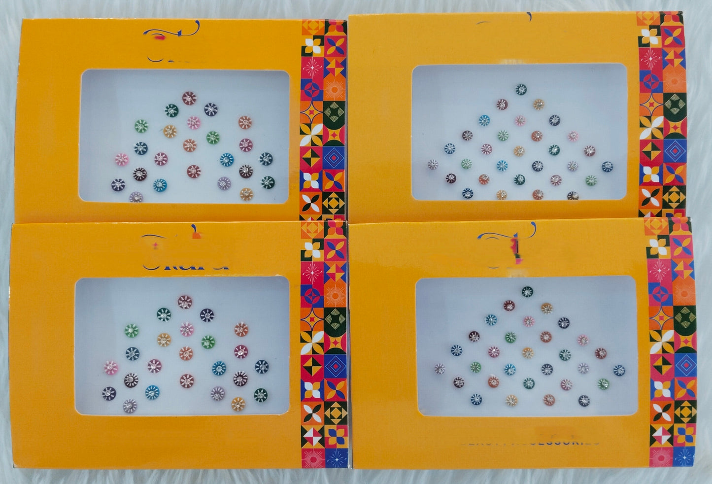 Indian Round Bindis Tattoo Sticker Multi Color Bollywood Card