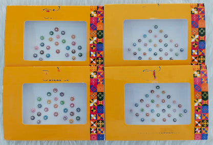 Indian Round Bindis Tattoo Sticker Multi Color Bollywood Card