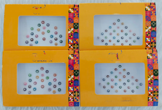Indian Round Bindis Tattoo Sticker Multi Color Bollywood Card