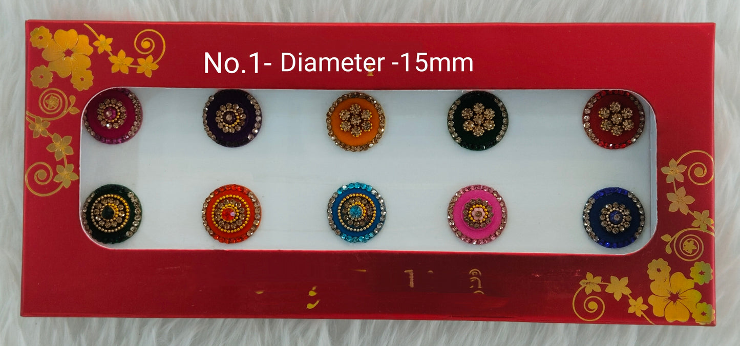 Indian Round Bindis Tattoo Sticker Multi Color Bollywood Card