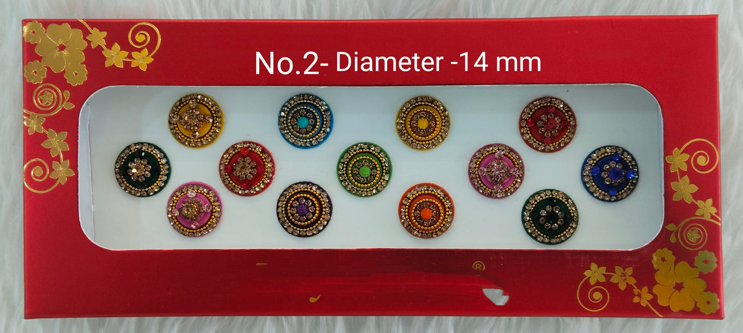 Indian Round Bindis Tattoo Sticker Multi Color Bollywood Card
