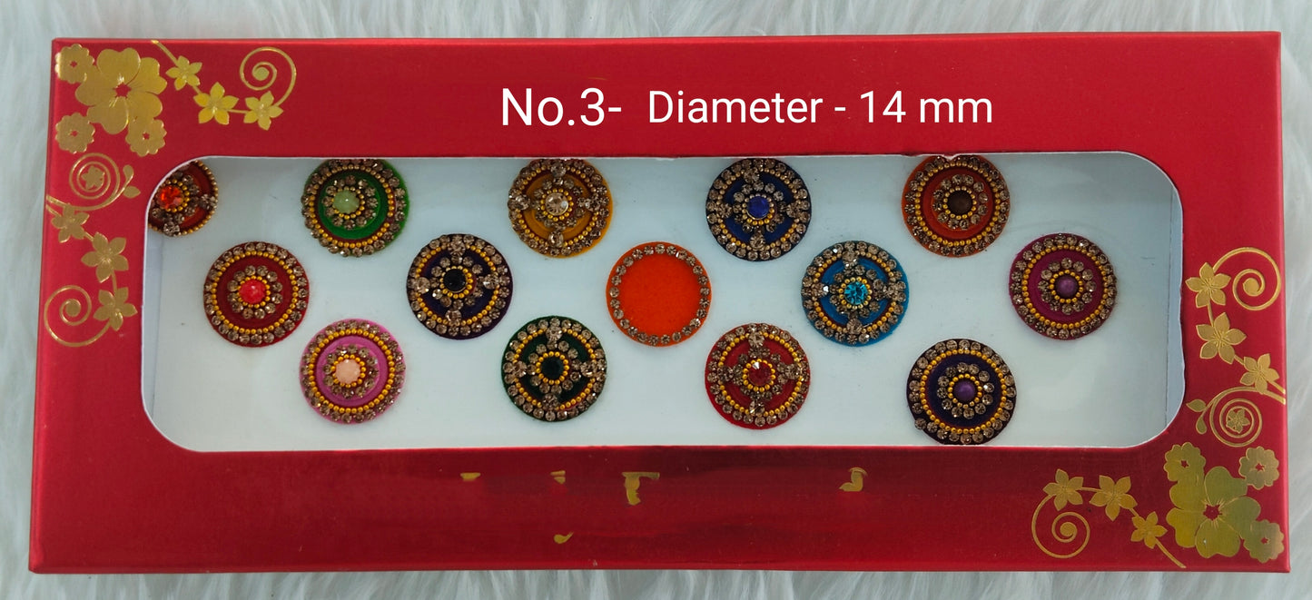 Indian Round Bindis Tattoo Sticker Multi Color Bollywood Card