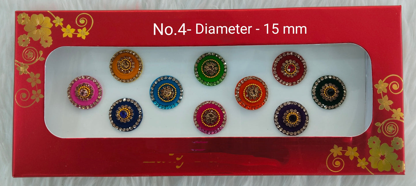 Indian Round Bindis Tattoo Sticker Multi Color Bollywood Card