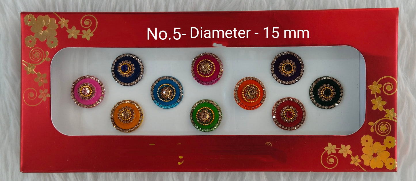Indian Round Bindis Tattoo Sticker Multi Color Bollywood Card