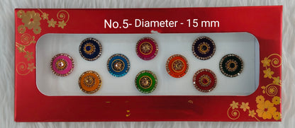 Indian Round Bindis Tattoo Sticker Multi Color Bollywood Card