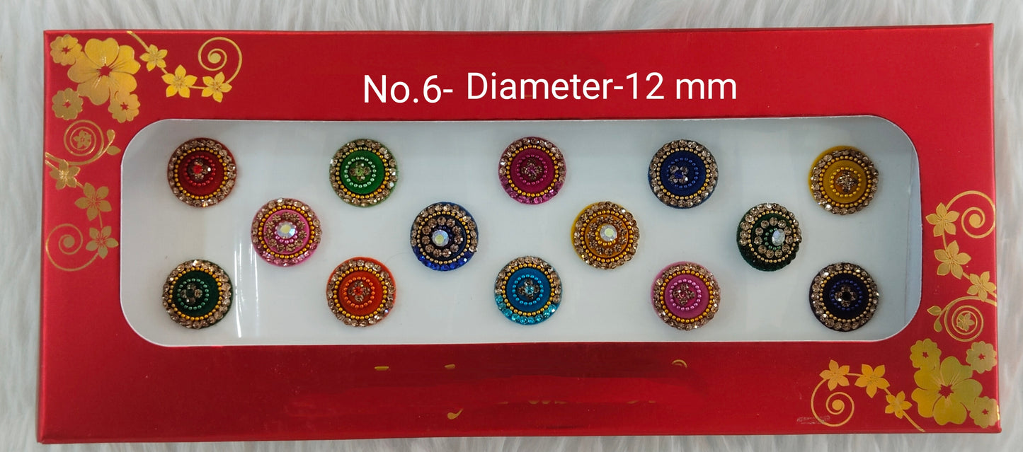 Indian Round Bindis Tattoo Sticker Multi Color Bollywood Card