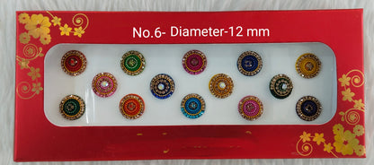 Indian Round Bindis Tattoo Sticker Multi Color Bollywood Card