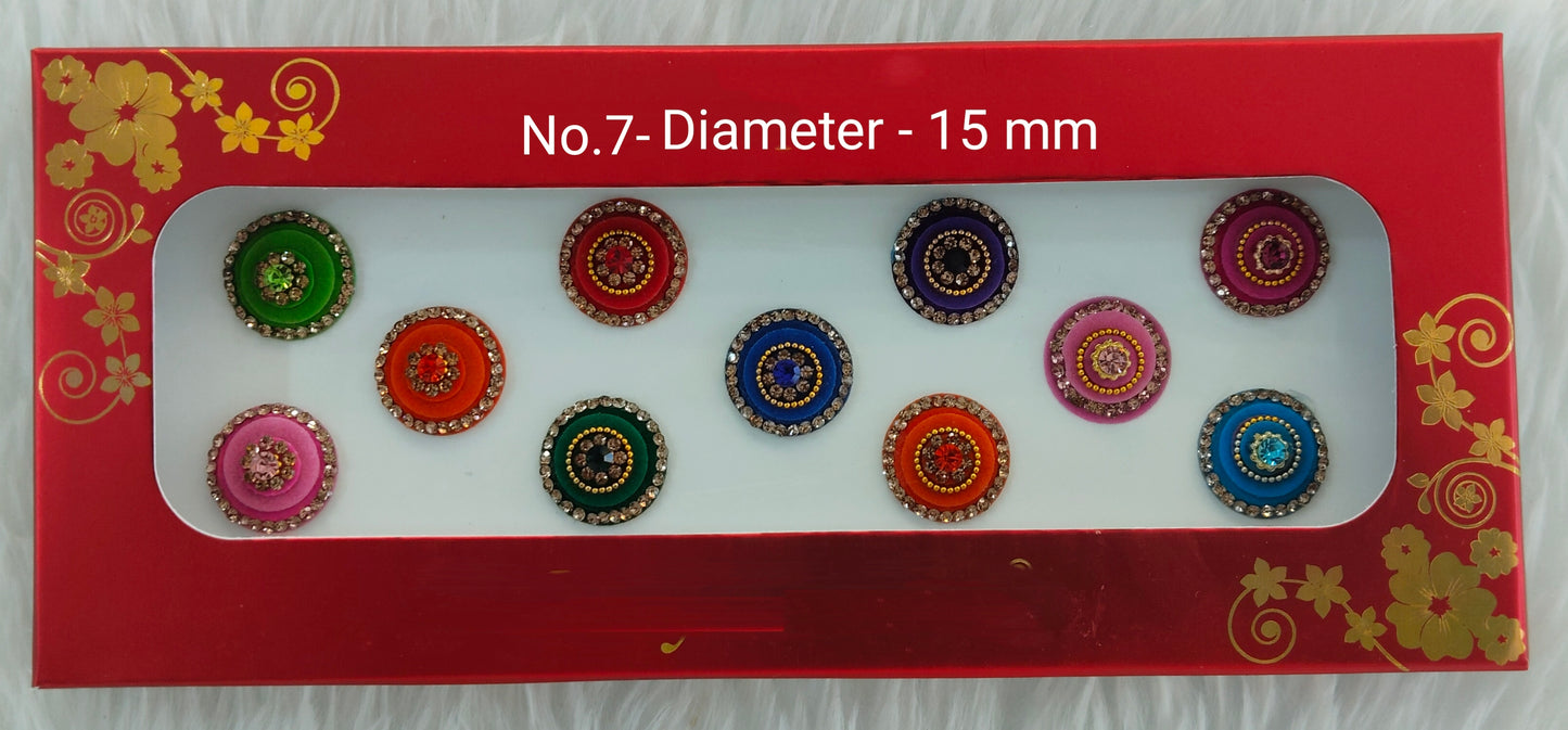 Indian Round Bindis Tattoo Sticker Multi Color Bollywood Card