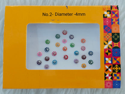Indian Round Bindis Tattoo Sticker Multi Color Bollywood Card