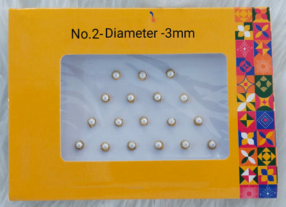 Indian Round Bindis Tattoo Sticker White Bollywood Card