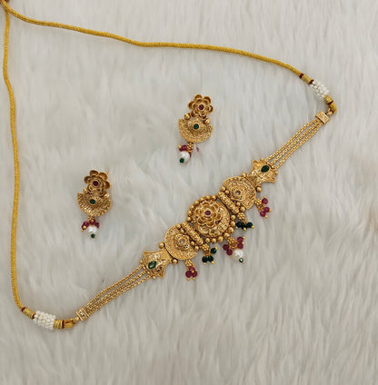 Ruby Green Gold Polki Choker Indian Jewellery Bini Set